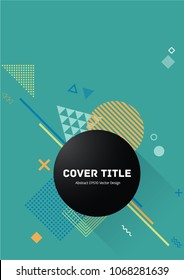 Abstract memphis design placard pattern with white, and shapes on background. Cool memphis template placard page. Front page illustration for school notebook, dairy or notepad.