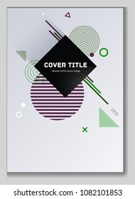 Abstract memphis design placard pattern with white and shapes. Cool memphis texture placard page. Front page pattern for journalistic notebook, dairy or notepad.