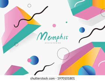 abstract memphis flat background with geometric shapes vector