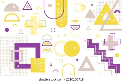 Abstract and memphis flat design background with creative geometric style design