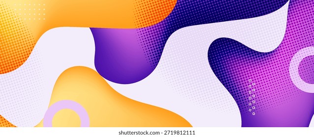 Fondo Abstractas de Formas fluidas de Memphis con patrón de semitonos. Concepto moderno para el Diseño gráfico, fondo, Diseño web, cartel, Anuncio, libro, presentación de diapositivas.