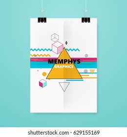 Abstract Memphis flyer or cover design. Vector eps 10