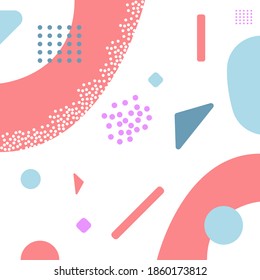 Resumen de mempates de textura de patrones geométricos con elementos coloreados y coloridos, diferentes decorados. La textura se puede usar para papeles pintados, impresiones, sitios web. Vector EPS de fondo blanco