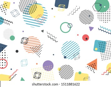 Abstract memphis geometric pattern of business colorful tone design of decoration background. You can use for ad, poster, artwork, template design. illustration vector eps10