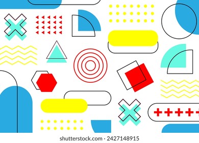 Abstract memphis geometric shapes background template