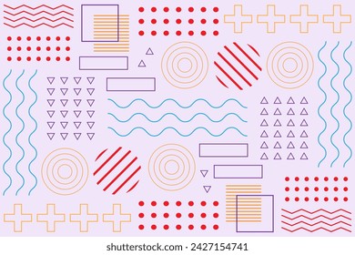 Abstract memphis geometric shapes background template