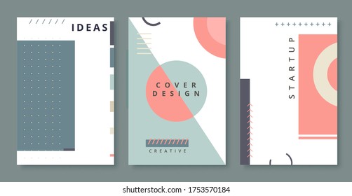 Abstract Memphis Geometric Shapes Placards. Vector illustration