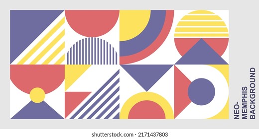 Abstract memphis geometrical shape layout cover background