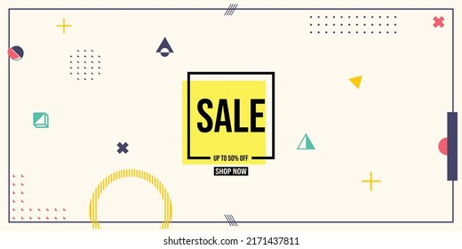 Abstract memphis geometrical shape layout cover background