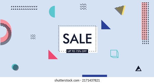 Abstract memphis geometrical shape layout cover background