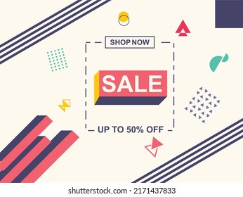 Abstract memphis geometrical shape layout cover background