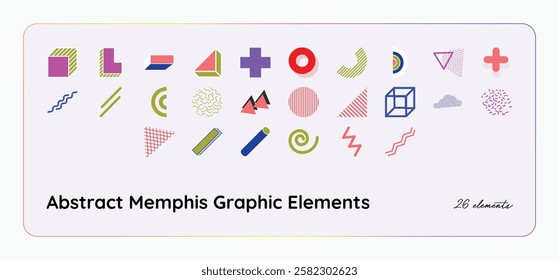 Abstract Memphis Graphic Elements: 26 Vector Designs