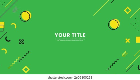 Abstract memphis green background. Geometric elements in memphis background design