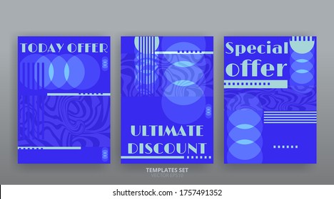 Abstract memphis and hipster and graphic geometric elements bauhaus design template. Glitch creative background, Vector set Brochure, Invitation, Presentation, Sale banner, Discount, Placards. 