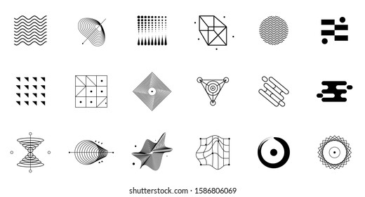 abstract memphis icon collection with design elements, template for your project, animation, advertisement, commercial banner, poster, t-shirt