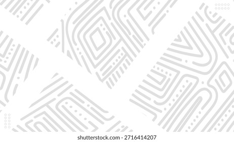 Fondo Abstractas del patrón del laberinto de los circuitos de las Formas de los puntos de las líneas de Memphis. Ilustración vectorial