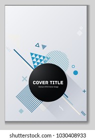 Abstract memphis neo background with white, cyan and blue geometrical shapes. Minimalistic front page texture. Colorful memphis neo style design for personal purpose.