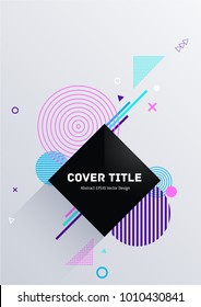 Abstract memphis neo pattern with white, violet, pink and cyan geometrical shapes on background. Minimalistic front page surface. Colorful memphis neo style background for corporate purpose.