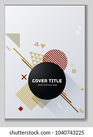 Abstract memphis neo pattern with white brown and orange geometrical shapes. Minimalistic front page theme. Colorful memphis neo style background for journalistic purpose.