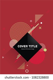 Abstract memphis neo vector with white, red and pink geometrical shapes on background. Minimalistic front page theme. Colorful memphis neo style backdrop for corporate purpose.