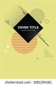 Abstract memphis notepad cover vector. Cool memphis tile front page with white, pink, gray and green geometrical shapes on background. Memphis notepad cover pattern for student purpose.