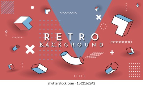 Abstract Memphis pattern background. Vector flat illustration.  Line and dots in trendy 80s-90s pop art style. Design for landing page, flyer, invitation, banner,game template. Cool bright wallpapers.