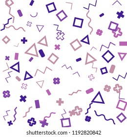 Abstract Memphis Pattern with Color Elements on White Background.