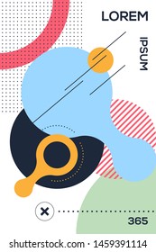 Abstract Memphis poster background decorative with colorful geometric shape. Graphic design element can be used for backdrop, brochure, leaflet, print, publication, book cover, vector illustration