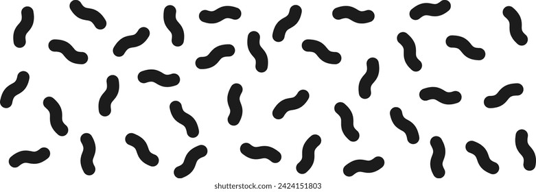 Abstract memphis shapes background with squiggly lines, geometric shapes, wavy texture, squiggle pattern in black color, hand drawn lines, 90s backdrop, simple abstract artistic print