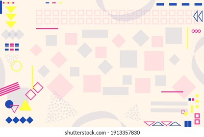 Abstract memphis style background design. Soft light colors geometric vector. Bright pastel memphis 90's vintage concept decor