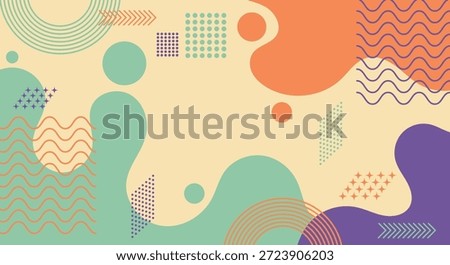 Abstract Memphis Style Background with Organic Shapes, Pastel Colors, Geometric Elements and Playful Modern Pattern Design.
