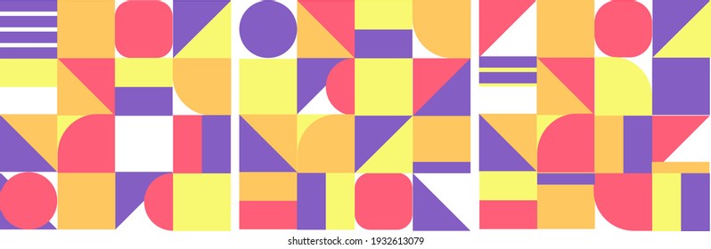 Abstract memphis style background set. Geometric colorful minimal figures and shapes vector set. Graphic web design bright colors collection. Vintage 80's style vector illustration