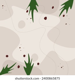 Abstract Memphis Style Christmas Tree Branches Background Trendy Beige Vector Design