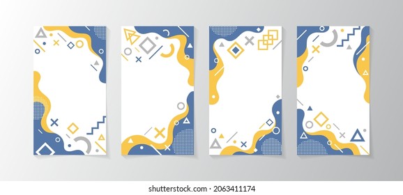 Abstract memphis style design label template with space area for your title