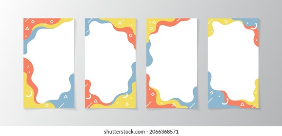 Abstract memphis style design label template with space area for your title