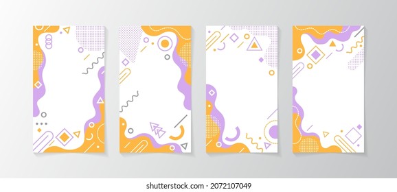 Abstract memphis style design label template with space area for your title
