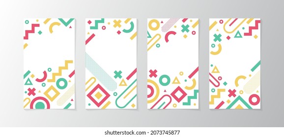 Abstract memphis style design label template with space for your custom title