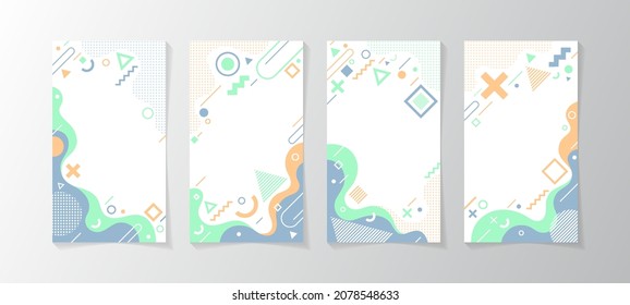 Abstract memphis style design label template with space area for your title