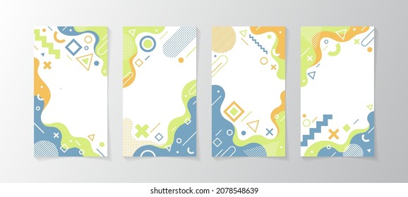 Abstract memphis style design label template with space area for your title