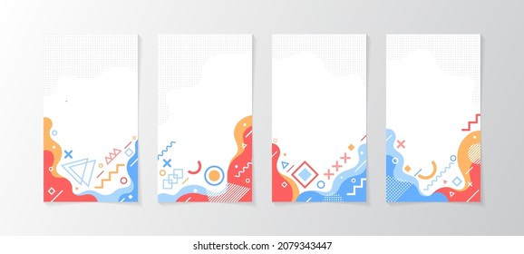 Abstract memphis style design label template with space area for your title 
