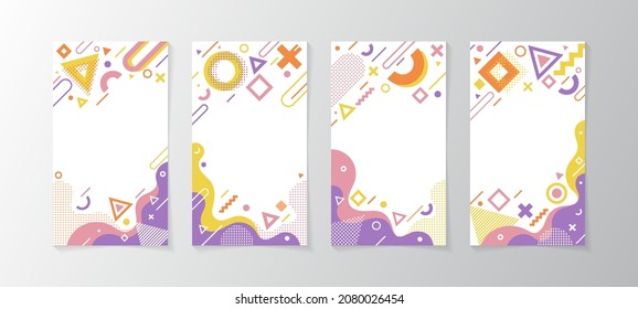 Abstract memphis style design label template with space area for your title
