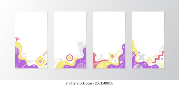 Abstract memphis style design label template with space area for your title