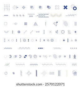Abstract Memphis Style Geometric Design Elements Collection � Clean and Modern Graphics for Creative Projects
