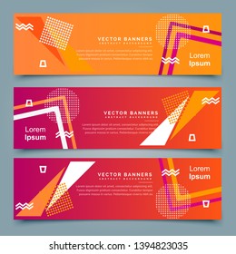 Abstract memphis style horizontal banners template vector