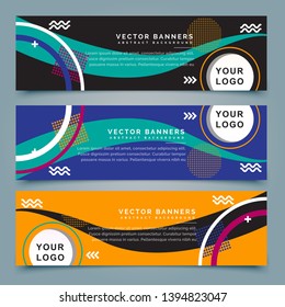 Abstract memphis style horizontal banners template vector