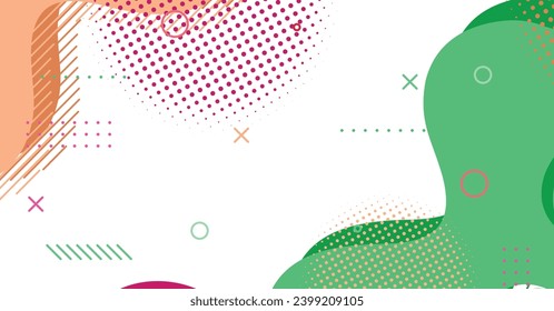 Resumen memphis estilo onda líquida con fondo colorido. Diseño de formas onduladas fluidas