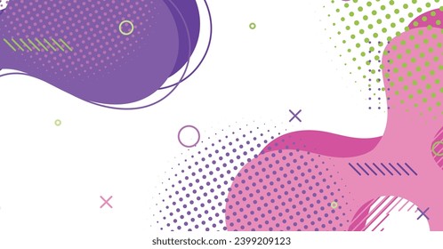 Abstract memphis style liquid wave with colorful background. Fluid wavy shapes design