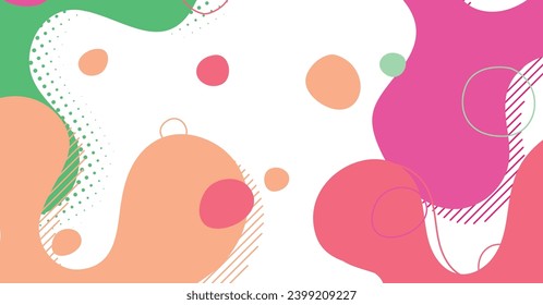 Resumen memphis estilo onda líquida con fondo colorido. Diseño de formas onduladas fluidas