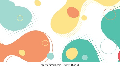 Abstract memphis style liquid wave with colorful background. Fluid wavy shapes design