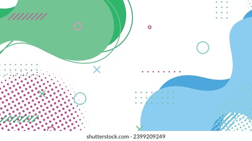 Abstract memphis style liquid wave with colorful background. Fluid wavy shapes design